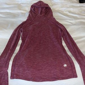 Gap Girls Longsleeve Top with Hoodie, Heathered Burgundy